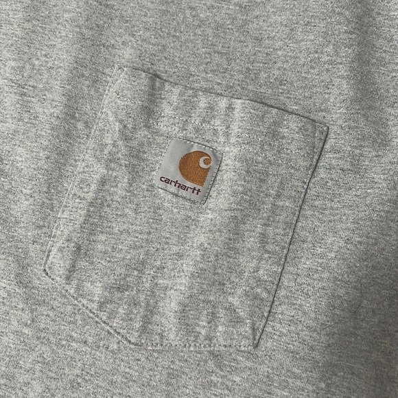 Carhartt Front Pocket Short Sleeve Gray Blank T Shirt Workwear Work Wear XL - Picture 2 of 7
